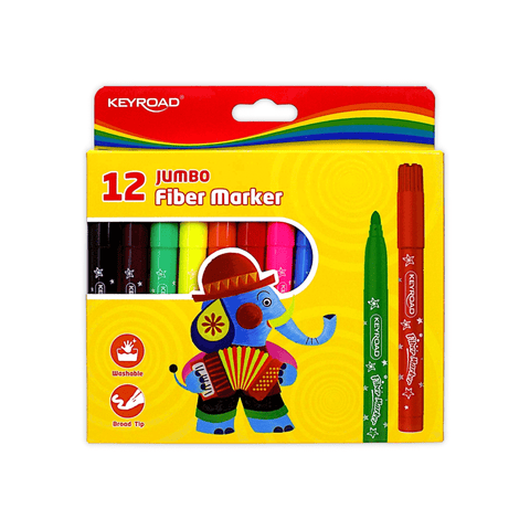 Keyroad Jumbo Fibre-Tip Coloring Pens Box of 12