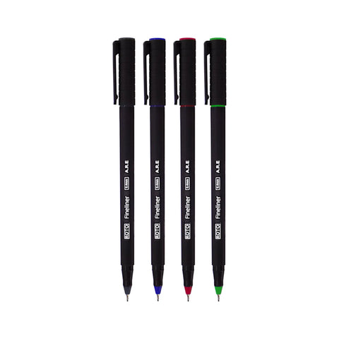 Roto Metal Clad Tip Fineliner Pen Set of 4
