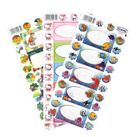 Yassin Name Label Sticker Sheet of 5 + Mini Stickers