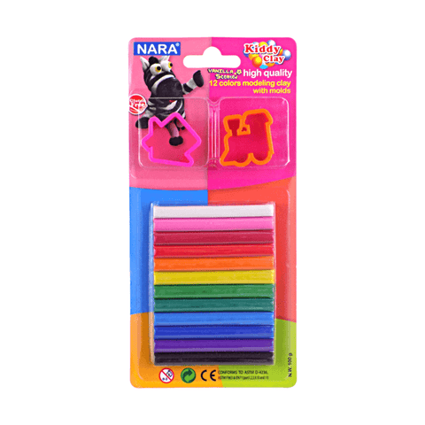 Nara Modeling Clay 12 Assorted Colors 100 g + 2 Molds