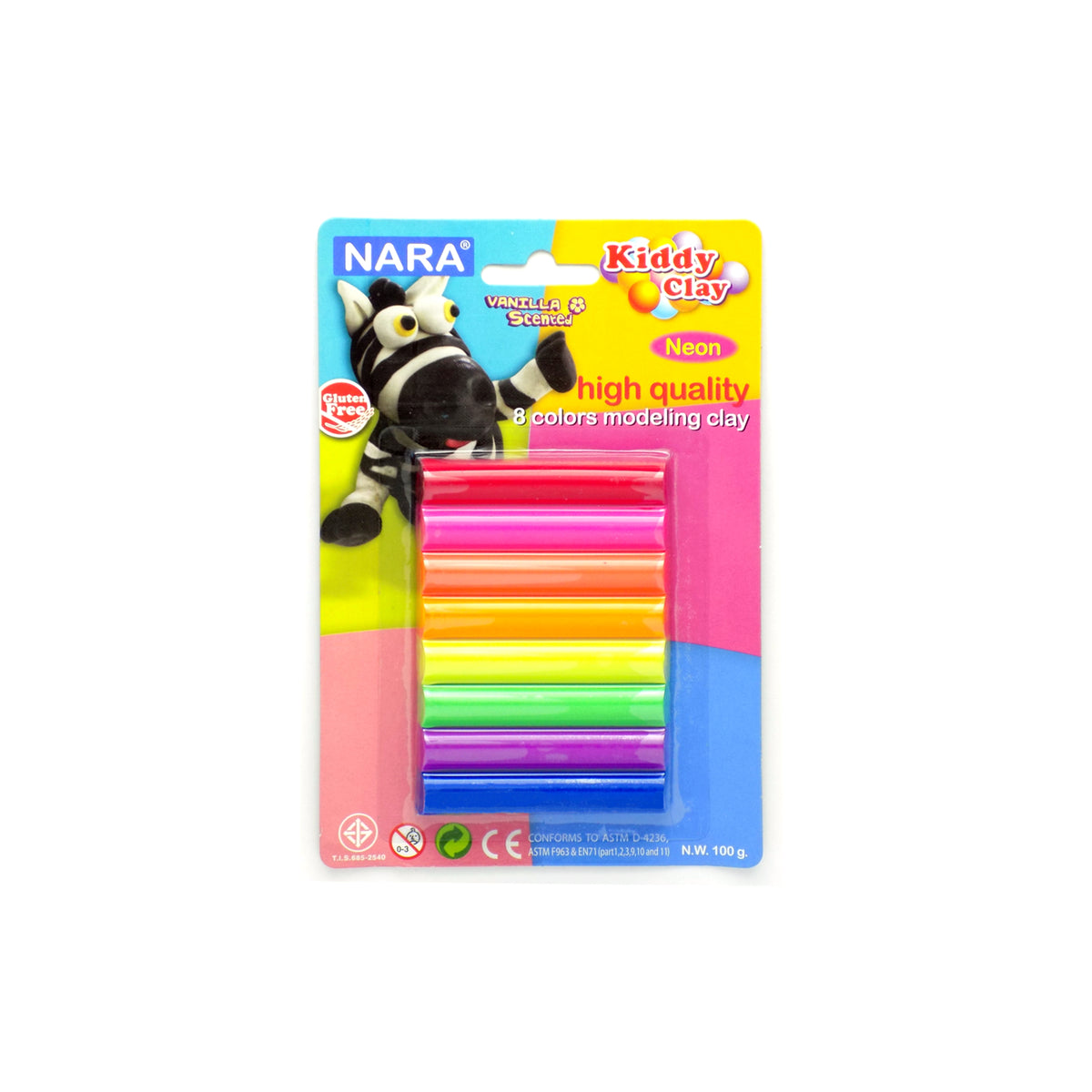 Nara Modeling Clay 8 Assorted Neon Colors 100 g Bayan