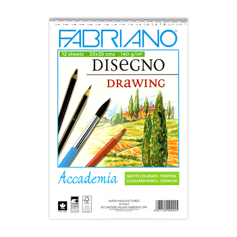 Fabriano Accademia Sketchbook 12 Sheets 140 gsm White B4
