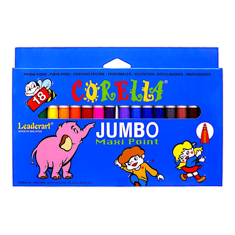 Corella Jumbo Fibre-Tip Coloring Pens Box of 18