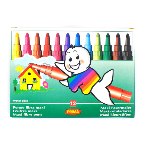 Prima Jumbo Fibre-Tip Coloring Pens Box of 12