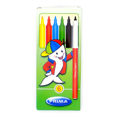 Prima Fibre-Tip Coloring Pens Box of 6