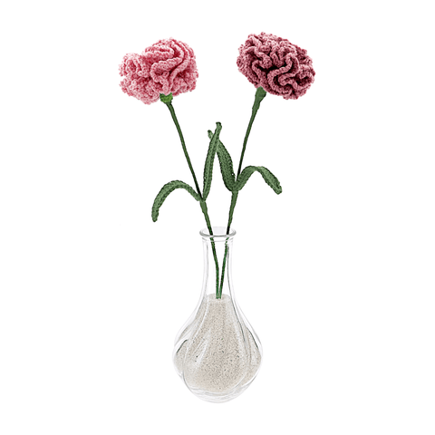 Crafty Handmade Crochet Carnation Duo Flower Bouquet