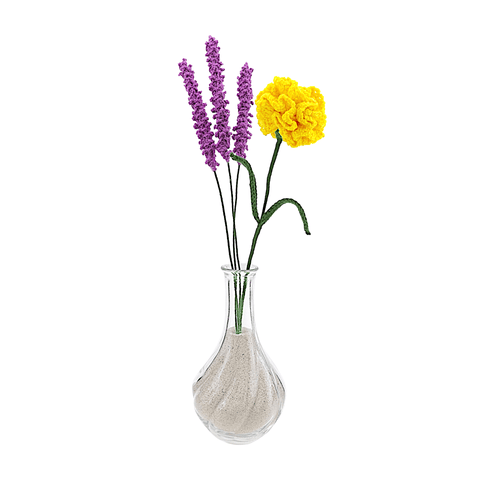 Crafty Handmade Crochet Carnation Lavender Flower Bouquet