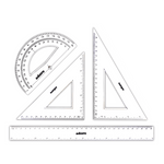 Adoro Geometry Drawing Set 3 Pcs + 30 cm Ruler Clear