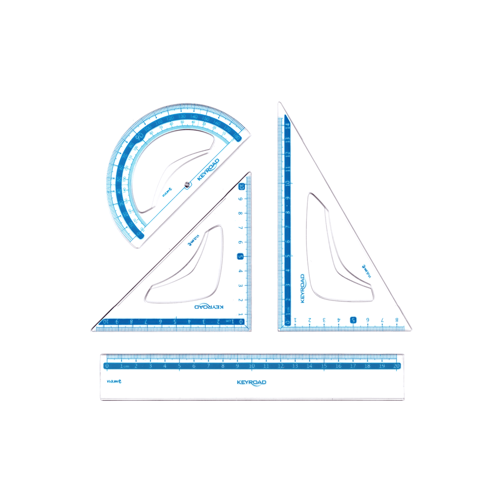 Keyroad Geometry Drawing Set Blue Scale 3 Pcs + 20 cm Ruler – Bayan eShop