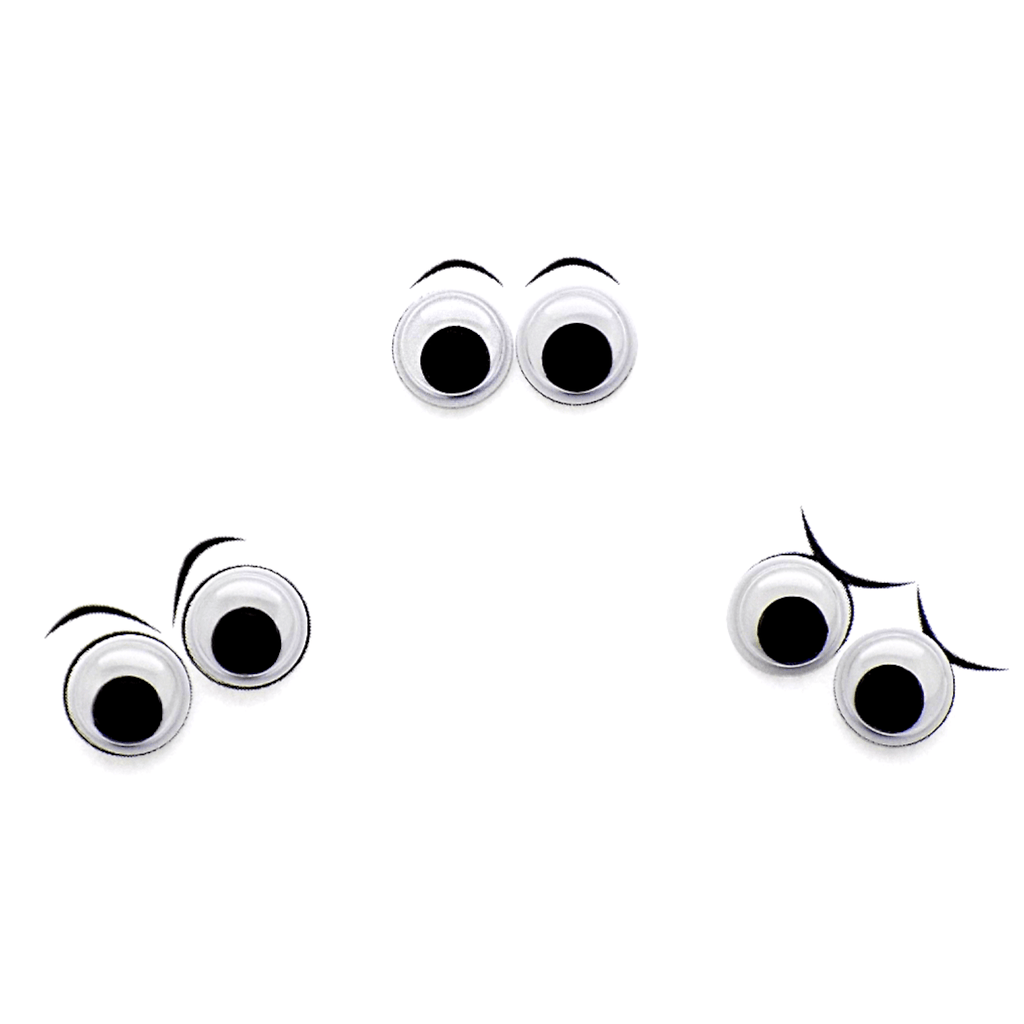 1Pack) 10/15/20mm Black Random Colorful Eyelash Googly Eyes Self