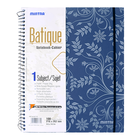 Mintra Batique Spiral Notebook 1 Subject 100 Sheets
