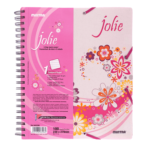 Mintra Jolie Spiral Notebook 1 Subject 100 Sheets Quarto