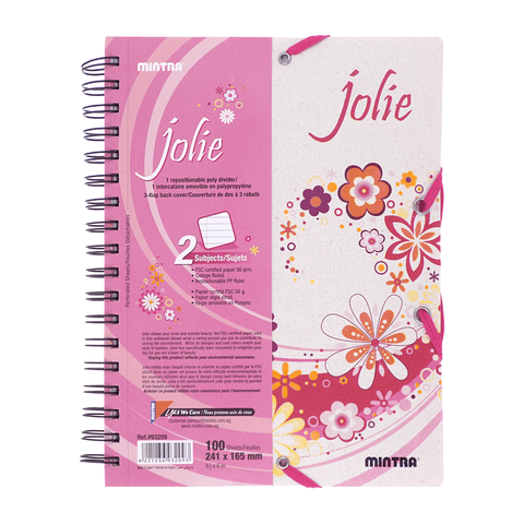 Mintra Jolie Spiral Notebook 2 Subjects 100 Sheets