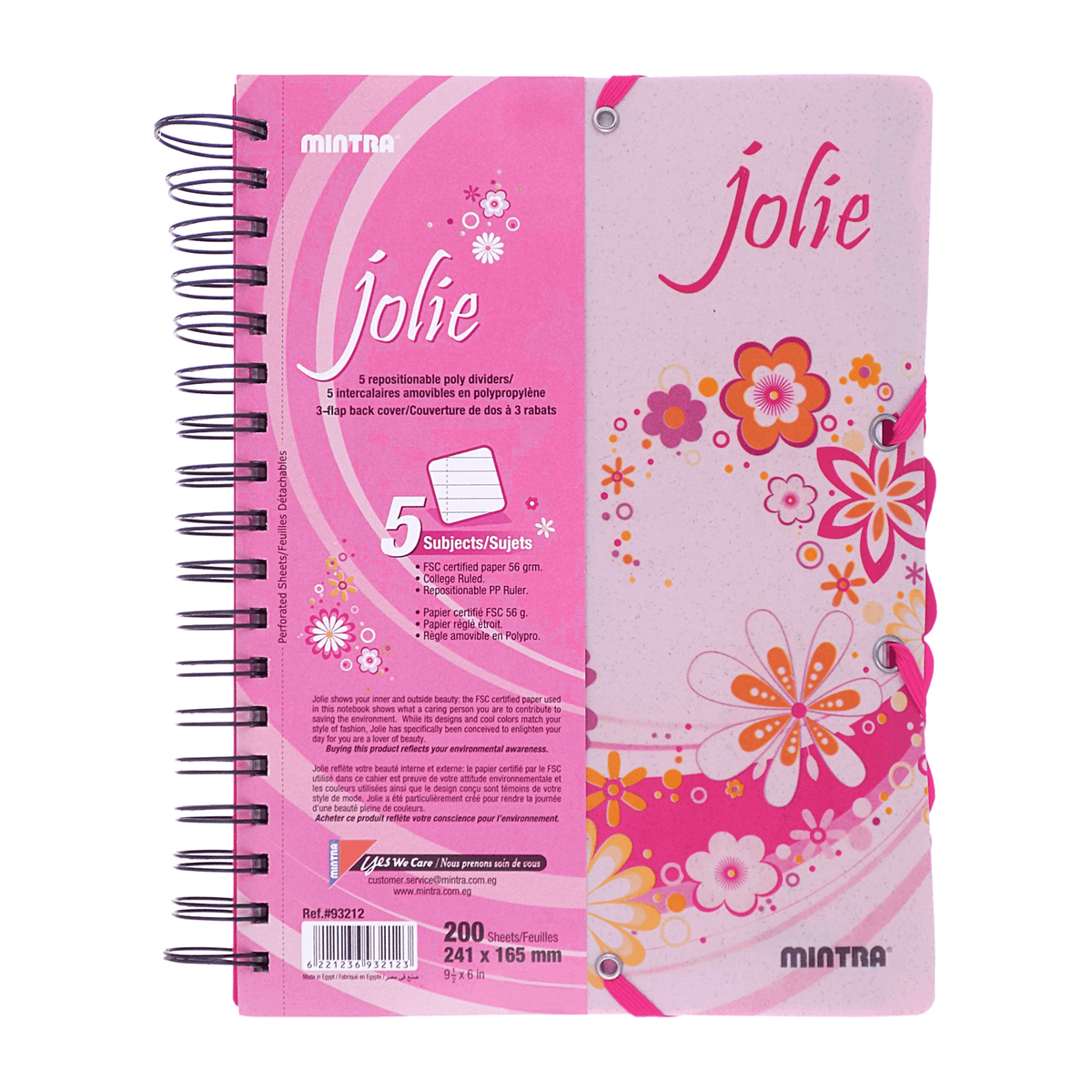 Mintra Jolie Spiral Notebook 5 Subjects 200 Sheets – Bayan eShop