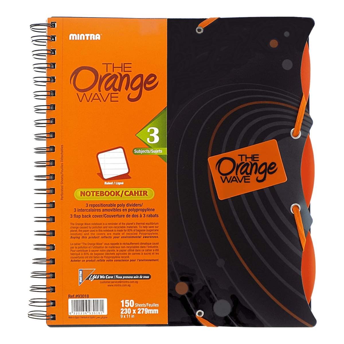 Mintra Orange Spiral Notebook 3 Subjects 150 Sheets Quarto – Bayan eShop