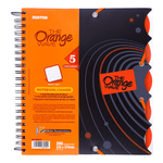 Mintra Orange Spiral Notebook 5 Subjects 200 Sheets Quarto