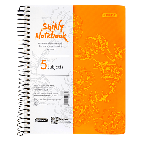 Sasco Bravo Shiny Spiral Notebook 5 Subjects 200 Sheets
