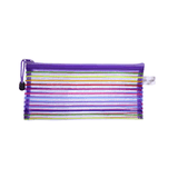 Generic Colorful Striped Mesh Zipper Pencil Case