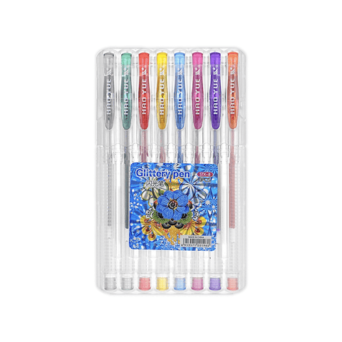 Hao Colored Glittery Gel Pen Set of 8