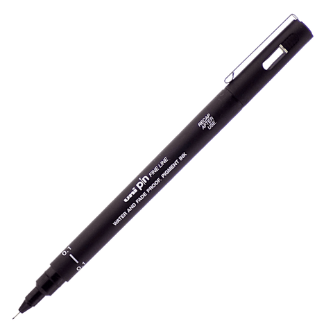 Uni Pin Drawing Fineliner Pen Assorted Tip Sizes Black