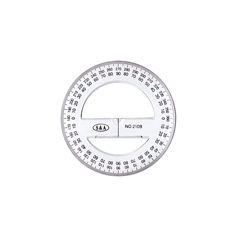 S&A Plastic 360° Math Circle Protractor Clear