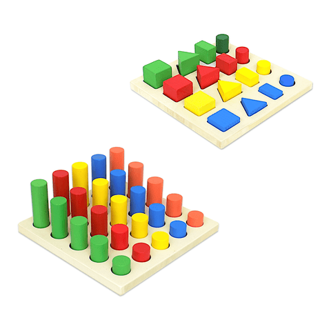 Carol Montessori Wooden Shape & Color Sorting Puzzle Set of 2