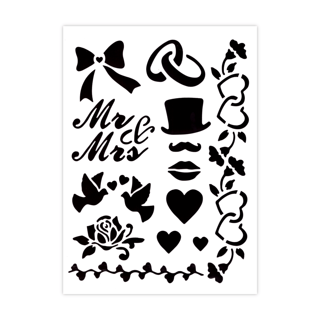 1pc Wedding Kiss Reusable Painting Stencil Face and Hand Plastic Drawing Stencils Templates, White