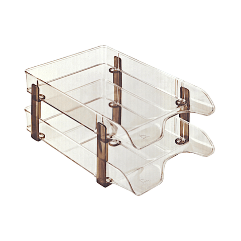 Ark Stackable Document Tray Transparent A4 Set of 2